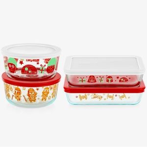 Pyrex Star Wars 8-piece Decorated Glass Storage Set, Holiday Christmas Edition